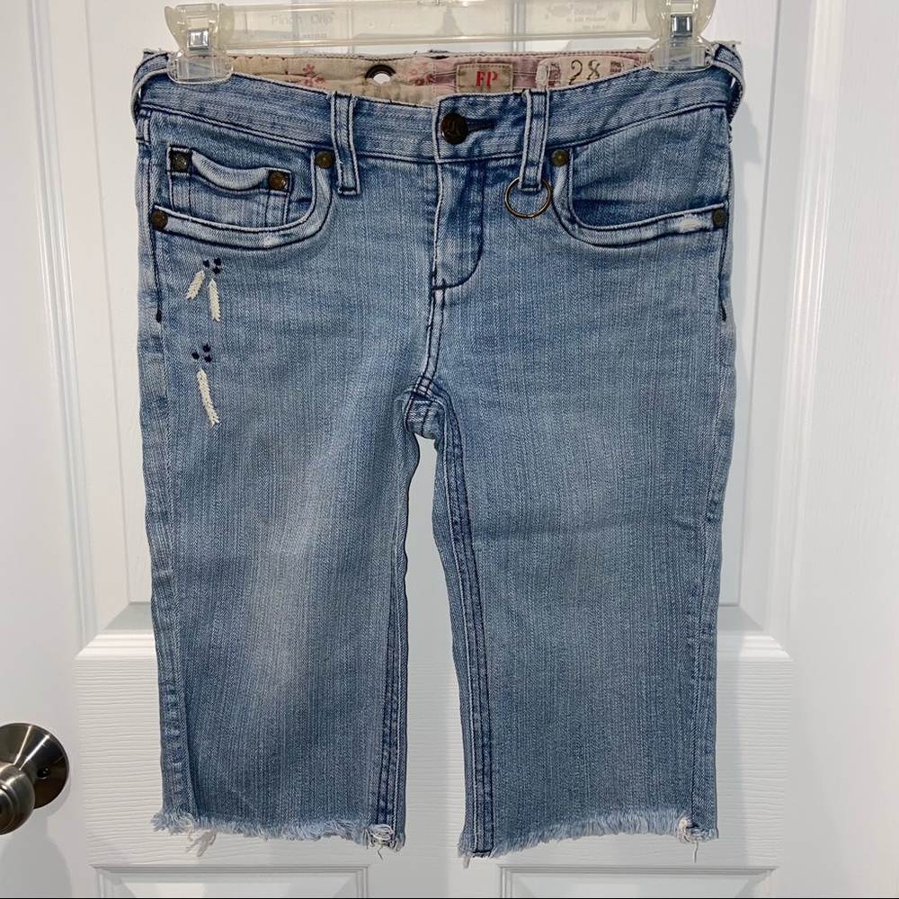 Free People Embroidered Denim Short